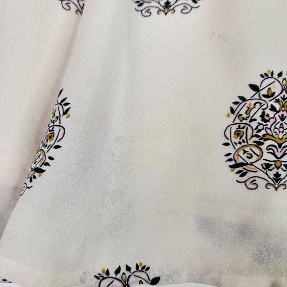 A.L.C. Skirt Womens 0 Cream Black Silk Geometric Medallion Flare Ballet Siren - Picture 5 of 11